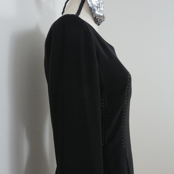 J' story Black Tan Stitching Detail Size 8 Dress - Picture 6 of 11